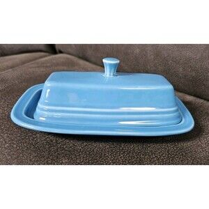 Fiesta USA Peacock Blue HLC 1/4 lb Covered Butter Dish No Box